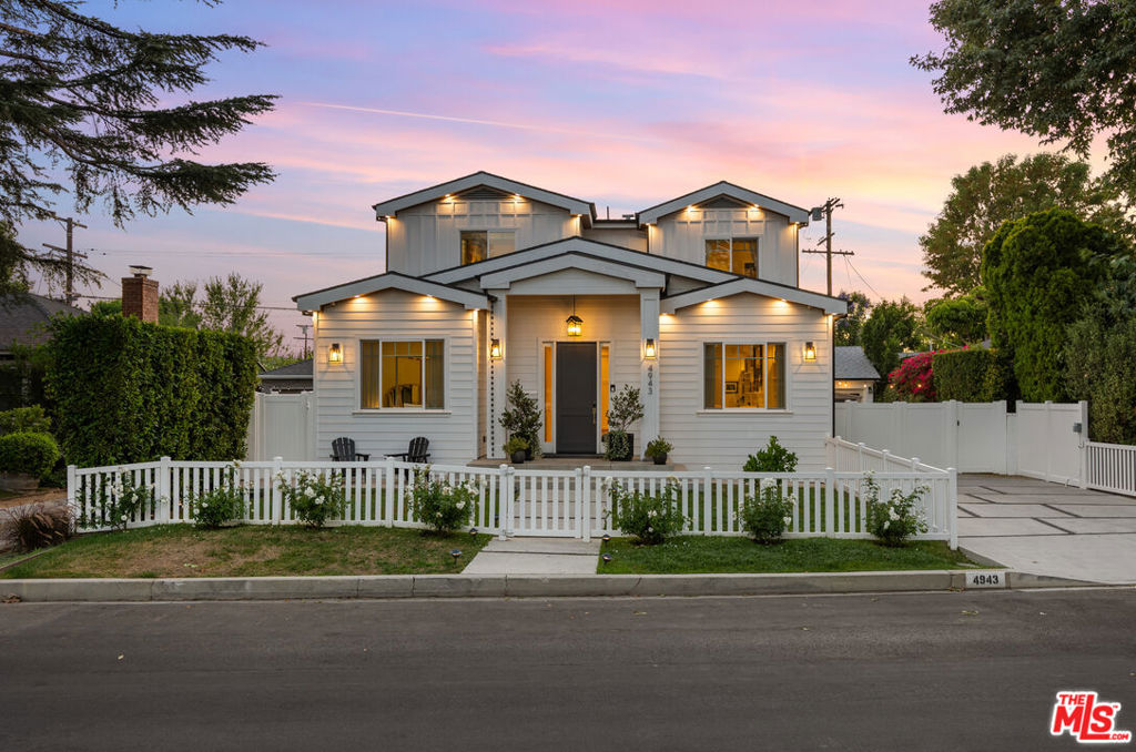 Welcome to this stunning contemporary residence located in the heart of Sherman Oaks! Built in 2018, this exquisite 4-bedroom, 4.5-bathroom home offers a blend of luxurious living and a welcoming neighborhood atmosphere. Upon entering, you're greeted by soaring ceilings and elegant white oak flooring that enhance the open-concept design, seamlessly connecting the entry, living room, dining area, and gourmet kitchen. The kitchen is a chef's dream, featuring Thermador appliances, a massive quartz countertop island, elegant Italian tile and a 4 stage reverse osmosis water system. Designed for entertainers, the home boasts a state-of-the-art surround sound system. Retreat to the primary suite upstairs, complete with 2 large closets, double shower heads, and a deep soaking tub. Two additional bedrooms with ensuite bathrooms are also located upstairs. Downstairs, large patio doors lead from the living room to a beautifully landscaped backyard, featuring a heated pool, separate hot tub, dining area, and built-in BBQ. The converted 2-car garage serves as an additional bonus room, perfect for indoor/outdoor enjoyment. Nestled in the coveted Fashion Square neighborhood, this home is just moments away from trendy shops, renowned restaurants, parks, the new Trader Joe's, and the Westfield Fashion Square Mall. Discover the charm of this picture-perfect pocket of Sherman Oaks for yourself!