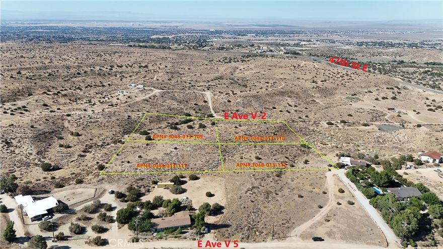 APN: 3048-013-109, 3048-013-111



Coordinates: 34.511806, -118.050694



2 parcels for sale in Palmdale, CA. This listing includes two parcels totaling at 5 acres. The properties are located just off of 47th St E and Barrel Springs Rd in Palmdale, CA. Great location near other homes and accessible via dirt road off of 47th St E. Parcels are all adjacent to each other APN# 3048-013-109, 3048-013-111,