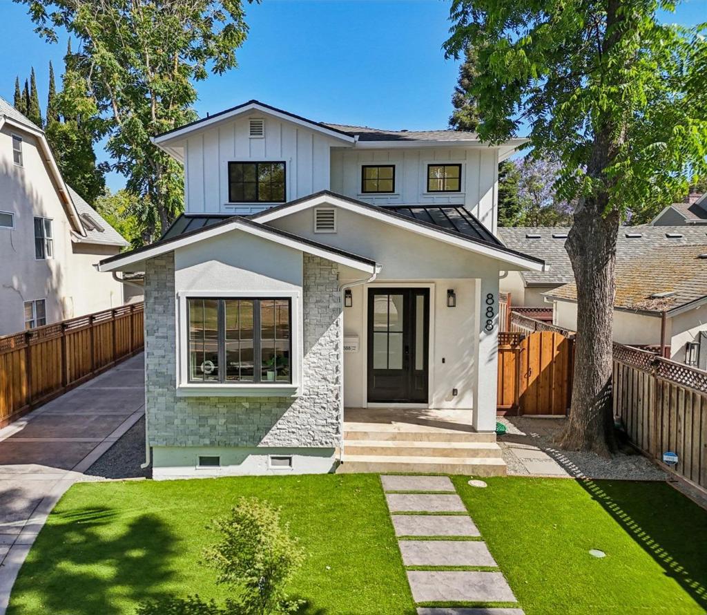 Welcome to 888 Pine Avenue, San Jose, in the heart of Willow Glen! Come see this luxurious, brand new construction home (2,874 SqFt), facing northwest with an ADU (391 SqFt). (Main house: 4 beds, 3 baths, plus office; ADU: 1 bed,1 bath) Abundant natural light throughout, soaring 10 foot ceilings on the 1st floor, and 9 foot ceilings on the 2nd floor. Enjoy a beautiful and expansive great room with an electric fireplace, a gourmet kitchen with a wine fridge and walk-in pantry, chandeliered dining area, plus full bedroom and bath, and an office complete with wainscoting and its own electric fireplace. Upstairs is a bespoke primary bedroom suite with decorative trim, a custom walk-in closet, a large soaking tub and an oversized shower in the master bath. Additionally, there are 2 generously sized bedrooms, hallway bath, and laundry room. Amenities include multi-zoned and central air conditioning and heating, stainless-steel appliances, 220 volt wiring in the garage for electric car charging and for washer/dryer hookup. Nearby is Glen River Park and downtown Willow Glen. Short commute to Silicon Valley tech companies such as NVIDIA, ServiceNow, Google, Applied Materials, and Apple. Booksin Elementary School (7) and Willow Glen High School (7) (buyer to verify enrollment).