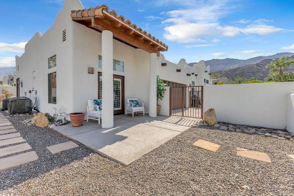 Attached Casita in La Quinta Cove, Seasonal or Long Term Rental.Experience the charm of a Spanish style home designed for everyday functionality and infused with a relaxing vacation vibe. The attached casita offers a private entrance and yard, 1 bedroom, 3/4 bath, living room, and kitchenette. A washer and dryer combo is included, and the space comes fully furnished and stocked for a turnkey experience. Perfect for seasonal or long term rental, the living room couch features a pull out for extra guests. Located on a private corner lot in La Quinta Cove with stunning mountain views to enjoy from your own yard.