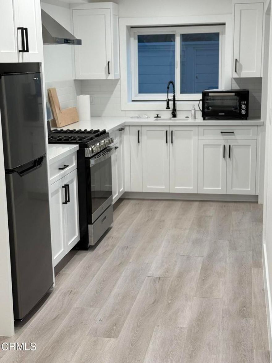 Ground floor small living space w/one bedroom, one bath and separate entrance. One year lease required including utilities except internet/cable. Upgraded and carefree living near the beach with small outside patio area. Close to Channel Islands Harbor, CBC & Point Mugu. Affordable coastal living for a one person qualified applicant. Credit/background screening fee-$35. Ready now. Call for showing appointment.