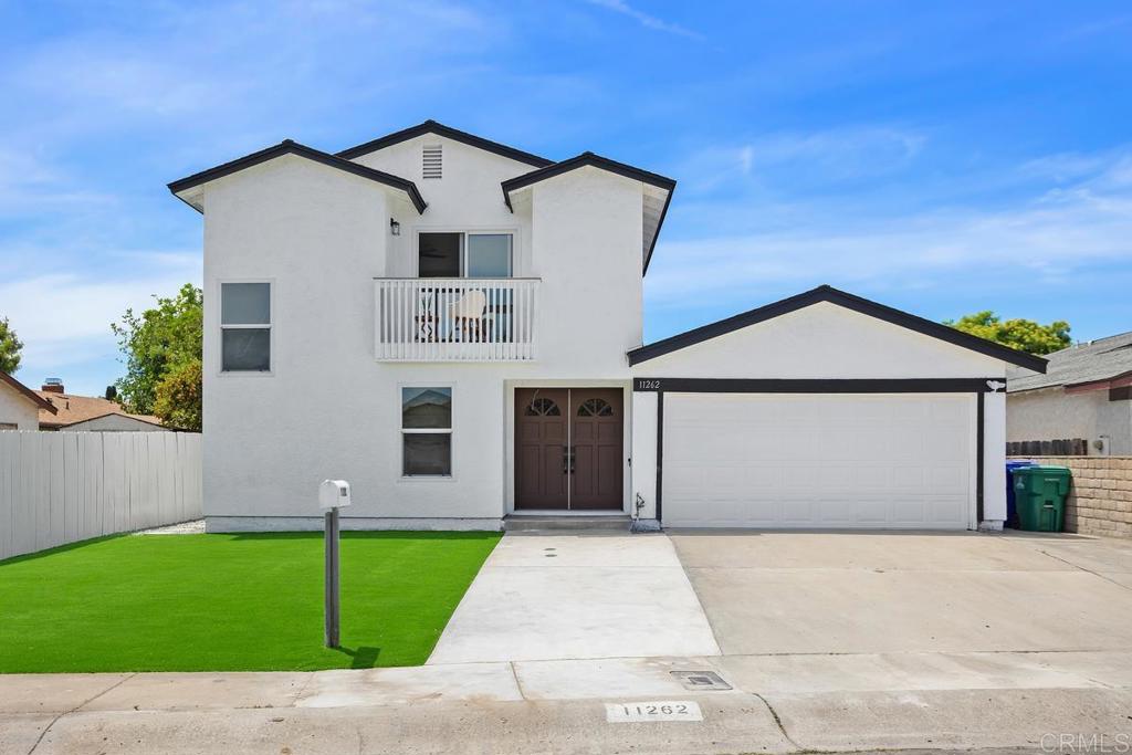 Welcome to this beautiful, fully remodeled home with 5 bedrooms/4 bathrooms and 2516 sqft total living space in the quiet neighborhood of Mira Mesa. (Public record shows the total 2516 sqft, but 3 bedrooms/2 bathrooms.) After going through the new turf covered front yard on your left, as you enter the house, you will see a modern, open floor plan large living room. The entire home has been refreshed with new paint, recessed LED lighting, ceiling fans, and SPC floorings. The remodeled kitchen features brand new sleek white cabinetry, elegant quartz countertops and backsplashes, and brand new stainless steel appliances. With the addition of the new bathroom in the back room, now the house has dual primary bedrooms, one in downstairs and one in upstairs. All 4 bathrooms(including the newly added one) have been beautifully remodeled to appeal to all tastes, including new vanities, mirrors, exhaust fans, and sliding tub doors in 2 of them. Garage is updated with new epoxy floor, drywalls and a 220V EV charging ready outlet. When you step out to the back yard that has the clean and neat low maintenance landscape, new fences and a covered patio, you can enjoy the private and relaxing outdoor activities. Second floor patio upgraded with new tiles and fences. Solar panels are paid off. Brand new AC condenser and furnace. With no HOA or Mello Roos fee, and convenient location close to dining, shopping, schools and freeway, this home is an ideal opportunity for you to become a homeowner in the sunny San Diego.