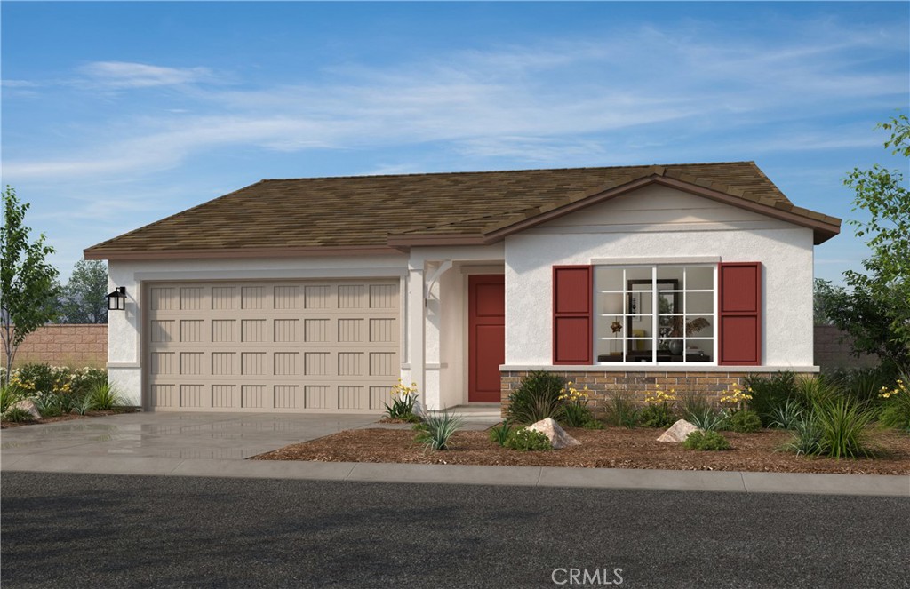 Beautiful Hudson community KBhome's newest Community in Winchester, CA with electric, solar-powered homes to help maximize home energy efficiency and comfort. This brand-new energy star home is 1741 square feet, 3 bedrooms and 2 bathrooms . The spacious great room overlooks a modern kitchen with included Stainless Steel appliances, granite counter tops, and white shaker style cabinets. Primary bedroom and both secondary bedrooms have spacious closets. This home comes with a 10-year limited warranty backed by one of the nations largest home builders. This community will include a proposed city-maintained valley wide park within the community that will feature amenities such as a basketball court, softball field, soccer fields and playground. NO HOA!
Photo is rendering of the model. Can purchase or lease the solar