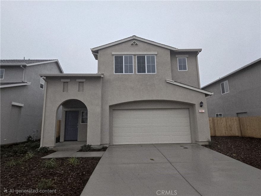 This beautiful, brand new mission style home is brought to you by America's Builder, D. R. Horton. This home features a front covered porch, preselected packages which include, 9 foot ceilings, vinyl plank flooring, quartz counter tops with coordinating cabinets, stainless steel appliances, and an electric water heater. This floor plan opens up to a large living space at the front of the kitchen and dining area. Upstairs you will find a separate laundry area, a secondary bath with 36 in height cabinets and stone counter tops. The Primary Suite features a walk in closet, an attached bathroom with dual sinks, 36 in height cabinets and stone material counters. This home is move-in ready. Ask about our 10-4-1 Year Warranty. Solar owned is included. Our models are located at 886 Pico Place, Chico 95973, open 7 days a week,10am-5pm.