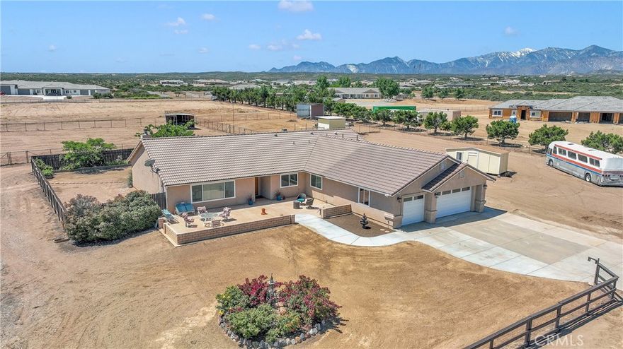 West Oak Hills? It's called the Highlands of Phelan, a very desirable area. 8 minutes from the 15 FWY, and 10 minutes from major shopping. WOW! Don't miss this Beautiful move in ready Ranch home, new carpet and paint, it has everything you have been looking for, Paved roads, completely fenced, and cross fenced, Open floor plan 4 bedrooms + (Office or 5th bedroom) 3 bathrooms (one Guest bath, one in main bedroom and one attached to 4th bedroom) it has a Large front room with vaulted ceilings, a castle rock fire place W/ insert to keep you warm on those cold winter nights, it is open to the family dining area, and a remodeled Cooks kitchen, with all the extra’s a 5-burner stove with 2 ovens, microwave. granite counter tops, lots of drawers and pull-out shelves, pantry, and an 8 ft. center island W/ serving bar, Dishwasher.  There is a privet backyard outside the sliding glass doors with a nice patio, and large shade tree. There are also solar panels that are paid for. The office has built-in book shelfs, all 3 bathrooms have been remodeled, the Main bedroom is extra-large with a wood burning fireplace, it makes for a nice retreat, attached bath with large oval soaking tub, double sinks, a shower room and a closet large enough to make you think it’s another bedroom. The laundry room is large enough to put an extra freezer and wine cooler. From the laundry room you enter the 4.5 car garage, there is a shop storage area or toy area. In the main yard there is a nut and fruit grove, lots of fruit trees it makes my mouth water, a fenced horse paddock, another fenced area for Tac shed or shed for a shop, shelter for hay, and another shelter that you could turn into horse stalls, or store toys, and there is still lots of room for a Motor home and lots of toys. This is a must-see property.