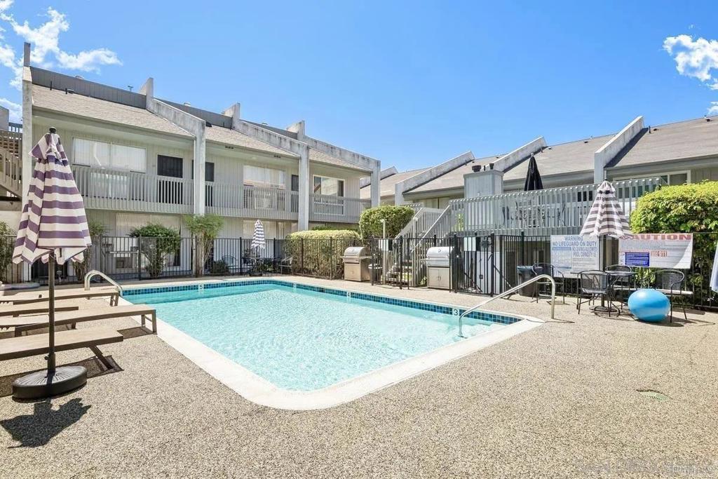 Charming 1 bed / 1 bath condo located in the west Fashion Valley community, highly desirable neighborhood. Minutes from USD, Fashion Valley, shopping, major freeways and trolly access. Unit features an open layout with a breakfast bar, an oversized bedroom with a large closet, stainless steel appliances, granite countertops, a walk-in pantry, upgraded flooring and bath. Comes with 1 dedicated covered parking spot and a separate storage unit. Additional guest parking is available. Complex features include a built-in pool just steps from the unit and a BBQ area for entertaining. Water and trash is included. No Pets.