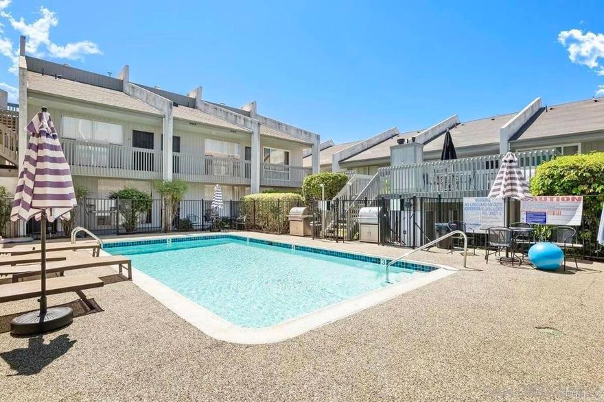 Charming 1 bed / 1 bath condo located in the west Fashion Valley community, highly desirable neighborhood. Minutes from USD, Fashion Valley, shopping, major freeways and trolly access. Unit features an open layout with a breakfast bar, an oversized bedroom with a large closet, stainless steel appliances, granite countertops, a walk-in pantry, upgraded flooring and bath. Comes with 1 dedicated covered parking spot and a separate storage unit. Additional guest parking is available. Complex features include a built-in pool just steps from the unit and a BBQ area for entertaining. Water and trash is included. No Pets.