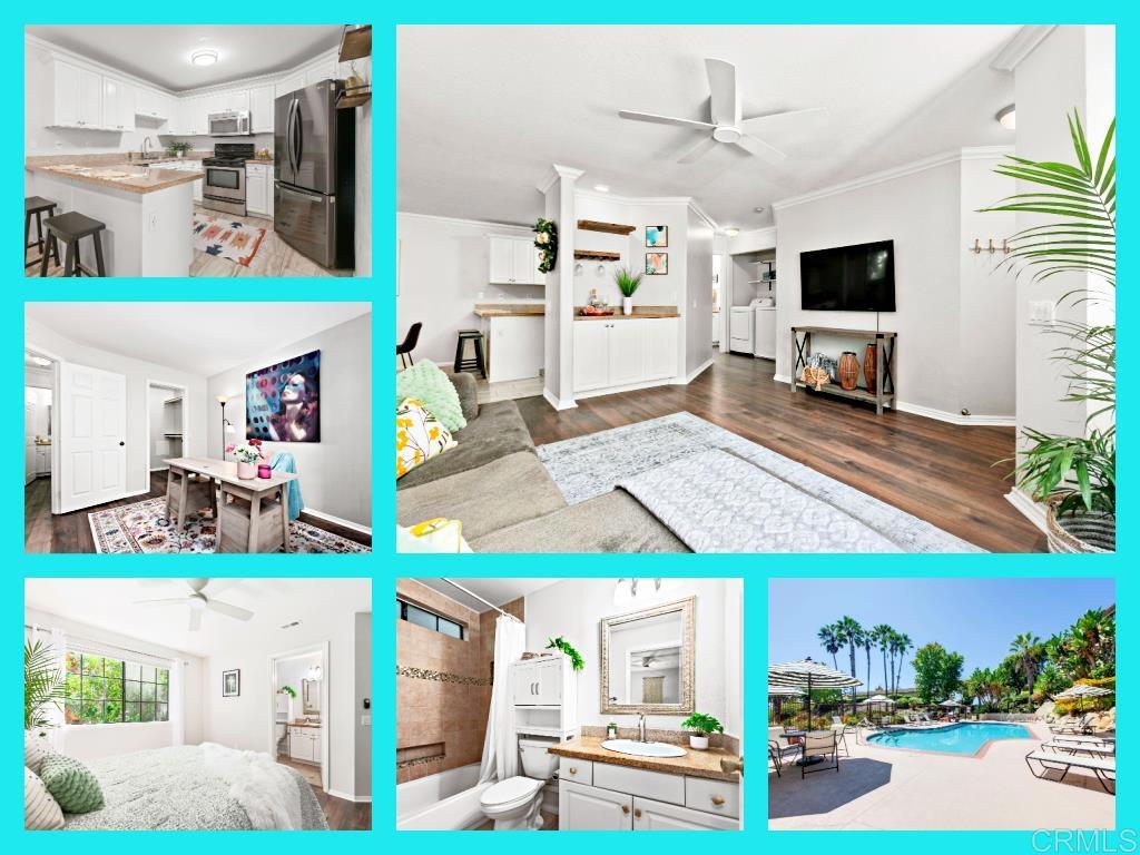 Live the Oceanside lifestyle at 3528 Paseo de Los Americanos, Unit 118. Perched in the foothills of Vista Way Village, this updated 2-bed, 2-bath home pairs seclusion with convenience. Though it’s a second-story residence, you’ll love the stair-free entry walk straight in from the sidewalk, with your private detached garage right across the way. Inside, enjoy new flooring, fresh paint, and tasteful kitchen upgrades. The split bedroom plan gives each wing its own full bath perfect for roommates, guests, or a quiet home office. Slide open the door to a large, private balcony framed by mature trees for a tucked-away feel. The gated community is FHA & VA approved and loaded with amenities: two pools, two spas, a gym, tennis and pickleball courts, plus serene, landscaped grounds. Slightly elevated above the main road, the neighborhood feels calm and captures those classic California sunsets without sacrificing proximity to shopping, dining, and commuting options. Ideal as a first home or smart investment (verify any HOA rental policies).