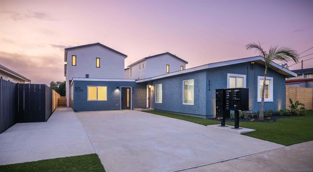 Pleased to present 4674 Firestone Street, a rare opportunity to acquire a newly constructed pride of ownership asset in the desirable Clairemont neighborhood of San Diego, CA. The asset features a combination of brand new, detached townhome style construction with contemporary design, behind two luxurious and fully renovated street facing units. The property boasts a unit-mix of one (1) three-bedroom / two-bathroom single family residence with 953 square feet, one (1) one-bedroom/one-bathroom unit with 375 square feet, and ten (10) newly constructed one-bedroom/one-bathroom units with 441 square feet. The single-story units have undergone extensive luxury renovations, with no expenses spared, and the finished product of the newly constructed units is superior in kind and most important to quality. Interiors feature plenty of natural sunlight and are appointed with 10-foot ceilings, oversized windows, premium designer fixtures and finishes, granite waterfall countertops, wood cabinetry, stainless-steel appliances, luxury vinyl-plank flooring, custom tile shower enclosures, ample closet space, recessed and pendant lighting, ceiling fans, split-level HVAC systems, private turf patios, and in-unit washers and dryers. Tenants enjoy a large outdoor common area with a gazebo, BBQ area, and lounge chairs. Additionally, the property is located in a low-density residential neighborhood with ample street parking available for all tenants. View More: https://www.marcusmillichap.com/properties/162944/4674-firestone-st