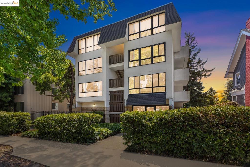 Enjoy mature trees and birds singing in this Coveted Location in Berkeley's Elmwood neighborhood. Directly across from low density Clark Kerr with it's running track, sports fields and access to the Claremont Canyon Regional Preserve for hiking with world-class views of the Bay Area! Bright, updated, 2 bedroom & 1 Bath is located on the 1st floor (above the lobby level). Easy one-level living with an open floor plan with a wall of windows in the living room. Sliding doors lead to a lovely balcony from the dining area, which is open through to the well-equipped kitchen with breakfast bar. Built-in shelving along the hall provides for extra storage. The low rise, well-managed professional's building has an elevator and exterior staircase, both with almost direct access at the front door of the unit. Parking is behind a security gate, laundry is on the ground floor. Conveniently located close to the Elmwood and Claremont commercial districts! It is close enough to stroll to UCB and your choice of cafes, but also on the AC Transit 79 Line to CAL & Rockridge BART (direct line to SFO). Hiking Trails, sports tracks/facilities are all close by. Experience the best of East Bay living!