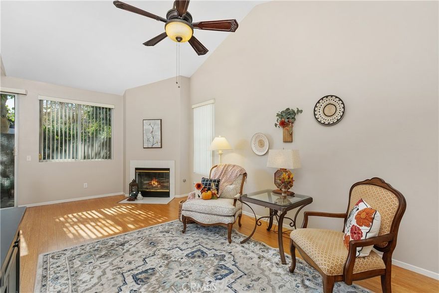 Welcome home to this immaculate 2-Bedroom, 2-Bath home that has everything you’ve been looking for, with Modern Finishes, Exceptional Curb Appeal, Inviting Outdoor Spaces and plenty of charm. Enter this beautifully maintained home that perfectly blends comfort, style, and functionality. The bright open great-room features vaulted ceilings and captivating gorgeous bamboo wood flooring, that seamlessly flows adding warmth and elegance. The kitchen features stainless steel appliances in the bright and open space, with ample counter space and modern finishes. The primary bedroom with a glass sliding door, boasts vaulted ceilings, creating a spacious and airy retreat, with abundant natural lighting, and spacious ensuite bath. Enjoy comfort year-round with ceiling fans in every room, and appreciate the thoughtful details that make this home truly a gem. Outside, the property has meticulously landscaped grounds complemented by stunning hardscaping that provide a serene and inviting atmosphere, perfect for entertaining or simply relaxing in your own private oasis. Move-in ready immaculately cared for offering a perfect blend of sophistication, comfort, and curb appeal. All in a desirable location. Don’t miss your chance to make this beauty yours; set an appointment to see it today!