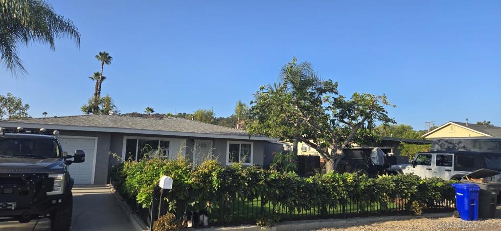 Cozy 2-bedroom 1 bath home in great neighborhood close to schools, shopping and Old Town Poway, New roof put on in June and 3-year-old HVAC, Garage converted to an extra bedroom but can be easily converted back. Remodeled kitchen and enclosed laundry room with space for an office with private entry. Fully landscaped front and back yard with artificial turf and awning in back yard.