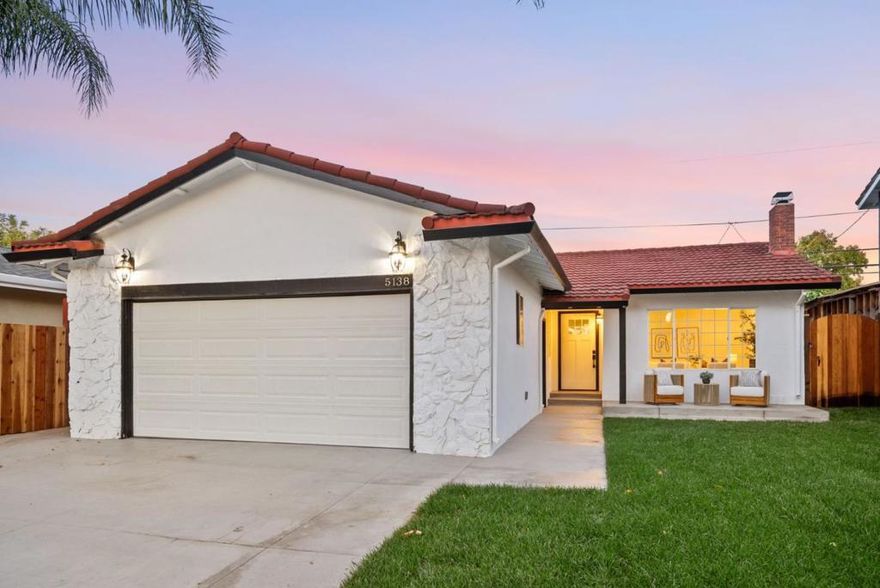 A palm tree engulfed front yard with real natural fresh grass welcomes you to this  to this fully remodeled, move-in-ready home tucked on a quiet, non-through street in South San Jose. Every inch has been updated with quality craftsmanship and attention to detail  new wide-plank flooring, fresh designer paint inside and out, and a fully reimagined open-concept kitchen with permits and licensed contractors. The chefs kitchen features new cabinetry, quartz countertops, stainless steel appliances, and an expanded layout perfect for entertaining. Both bathrooms have been tastefully remodeled with modern finishes, new tile, and fixtures. Enjoy the seamless flow of natural light throughout, creating a bright, welcoming feel from the moment you walk in. Outside, a private backyard offers space for gatherings or peaceful relaxation.Just minutes from shopping and dining at Westfield Oakridge Mall, Martial Cottle Park, and major commuter routes like Hwy 85 and 101 and also less than 2 miles from Caltrain. Nearby employers include Tesla, Cisco, and other top Silicon Valley tech campuses. A true turnkey home with comfort, convenience, and a fresh remodel in one of San Joses best-kept neighborhoods.