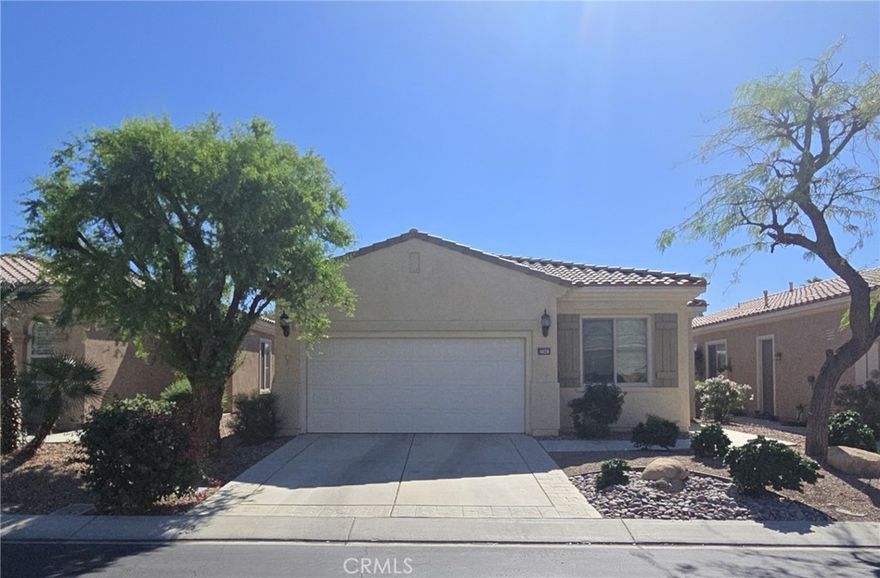 This Charming 2 Bedroom 2 Bathroom home with additional office or ? is nicely upgraded and ready for move in as of November 7th 2025. Located in the exquisite development of Sun City Shadow Hills a 55 and older community, where everything is possible.  The house opens to tile floors, clean paint and an open floor plan. The home flows nicely from family room to kitchen with lots of cabinet and counter space. The family room is spacious with plenty of room for entertaining. Guests or family will love the spare bedroom with the full bath just outside The master suite is roomy with plenty of closet space for your wardrobe. The master bath has dual sinks and lots of storage. The back patio is perfect for entertaining and enjoying the beautiful fall and winter evenings with a good-sized covered patio to enjoy the desert landscape. Located in the Del Webb Shadow Hills Development you will always find something to do and new people to meet. The club house offers art classes, a library, tennis, pool table room, indoor and outdoor fireplaces, full work out facility with health and wellness classes, A large pool and spa and more. Located just off the beautiful mountain view golf course. This truly is a fabulous community that must be experienced to appreciate. Leasing options start at 1 year and go longer!!!