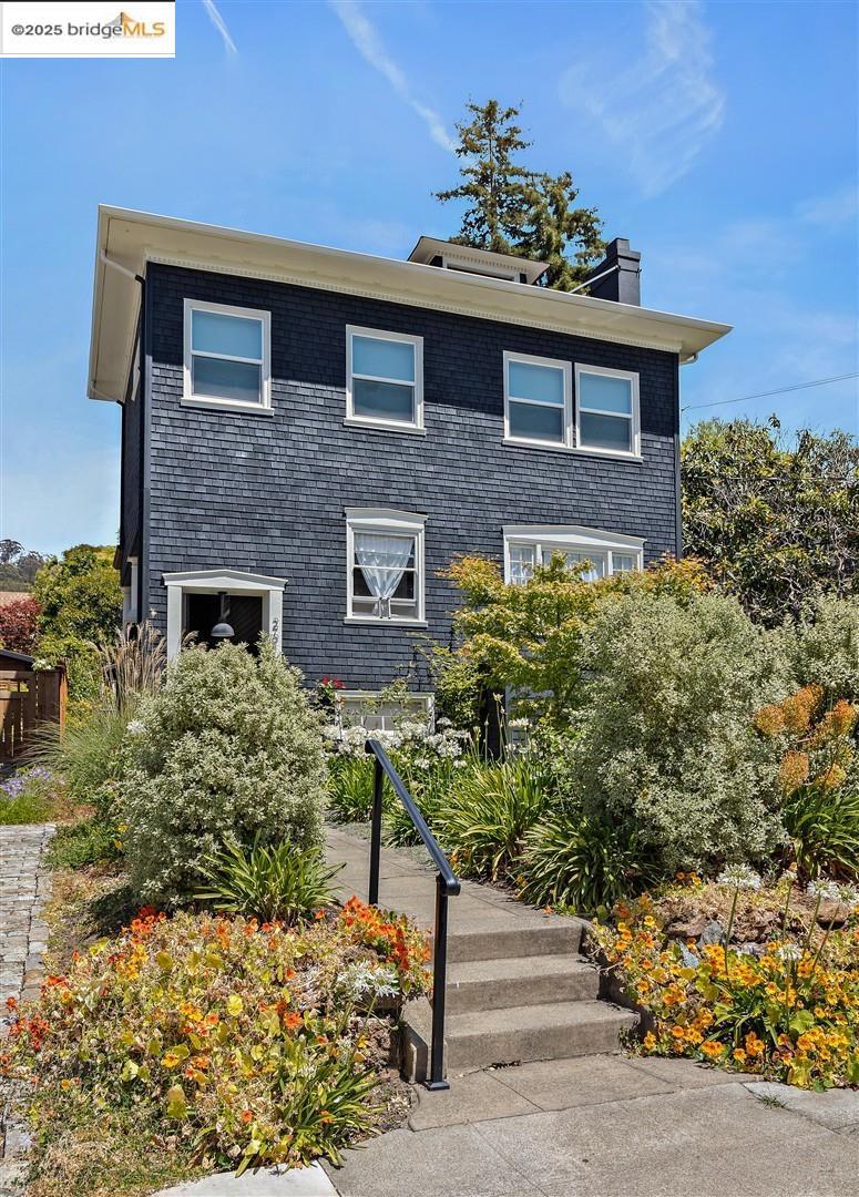 This hip-and-retro Elmwood condo is full of sunshine, style, and unmistakable charm—perfectly positioned on a picturesque tree-lined street, just a short stroll to the shops and cafés of Elmwood and an easy walk to UC Berkeley. Step inside to find a cheerful blend of vintage character and modern updates. The main level features a private bedroom and an open living/dining area bathed in natural light, with leafy treetop views that make every day feel a little more magical. The updated, efficient kitchen keeps things cool with sleek appliances and original exposed brick—a fun nod to its mid-century soul. The showstopper? An Arkle Modular stairway that leads to a lofted hideaway with a roof window offering sweeping views of the hills and Mount Tamalpais—your own private perch for daydreaming, reading, or stargazing. Full of personality, light, and good vibes—this is Berkeley living with a twist.