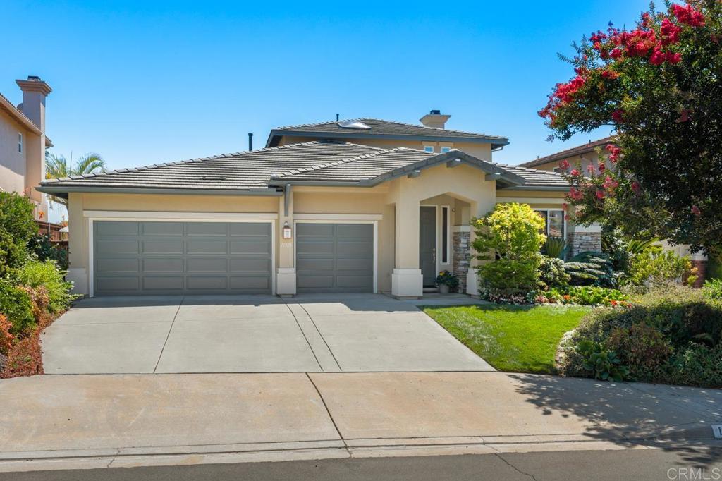 This beautifully maintained home is full of pride of ownership and built with quality and long-term living in mind. Nestled on a quiet cul-de-sac in a prestigious community of executive-style homes, it offers the perfect blend of comfort, style, and functionality. Move-in ready with a smart, flexible floor plan that works for every stage of life. Step inside to discover elegant formal living and dining spaces that flow seamlessly into the spacious great room—ideal for entertaining or everyday living. The chef’s kitchen features stainless steel appliances, a high-end Wolf stovetop, double ovens, a new Bosch dishwasher, and a large serving island designed for ease and connection. The adjacent family room leads to a versatile downstairs bedroom, perfect as an office or guest space. The highlight of the first floor is the luxurious primary suite with a spa-like ensuite, soaking tub, walk-in shower, and a generous walk-in closet—perfect for those seeking first-floor living. Upstairs offers even more space with an open loft, two additional bedrooms, and a shared bath with dual sinks. Enjoy sweeping treetop views from the second floor and ultimate privacy on this elevated lot. The backyard is a serene retreat, beautifully landscaped with mature fruit trees, low-maintenance gardens, and a tranquil fountain. Recent upgrades include newer flooring throughout, refinished cabinetry, copper plumbing, fresh interior/exterior paint, a newer roof under warranty, and smart home features. Located just minutes from Lake Miramar, scenic parks, top-rated schools, and great shopping and dining in Scripps Ranch and Scripps Miramar. Enjoy the convenience of nearby Vons, Trader Joe’s, Starbucks, and quick access to the I-15 freeway—plus you’re just a short drive to Torrey Pines and Del Mar beaches!