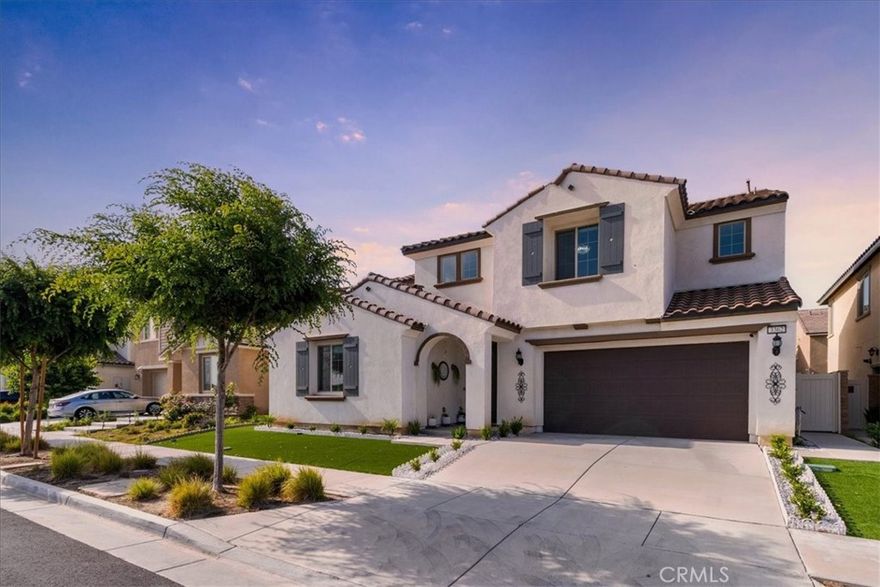 Welcome to the esteemed Ontario Ranch Community! This exquisite 5-bedroom, 4-bathroom residence spans 3,237 sqft. of luxury living and was impeccably constructed in 2021. Boasting an array of exceptional features, this remarkable home includes a main-level bedroom with an ensuite bathroom, remote control window shades, a generously sized walk-in pantry, a versatile loft room space, laundry room, solar panels, a soft water softener, pre-wired EV hookup, and spacious walk-in closets, among many others.



Upon entering, you're greeted by soaring ceilings with an abundance of natural light. The open floor plan living room is perfect for family gatherings and hosting. The gourmet kitchen features contemporary amenities, including stainless steel appliances, granite countertops, and soft-close cabinets. A standout feature is the oversized walk-in pantry, ideal for keeping culinary essentials organized.



Adjacent to the kitchen, a craft room offers a creative space for hobbies and projects. Plush carpet leads to the upper level, where a bonus room (loft), laundry room, generously proportioned bedrooms, and a master suite await. The master bathroom showcases dual vanities and a sprawling walk-in closet.



Living room equipped with flush mounted ceiling speakers, built-in surround sound hook ups and designated TV mount area. The Kitchen overlooking the living area is chef's dream kitchen with walk-in pantry and top of the class appliances, kitchen island with breakfast nook. Electric curtains all over the house. With Solar panels and pre-wired EV (Electric Vehicle) hook up for all your future needs.



Conveniently situated near shopping centers and major freeways 15 & 60, this home is also zoned for a highly rated high school. Come see this beautiful home today!