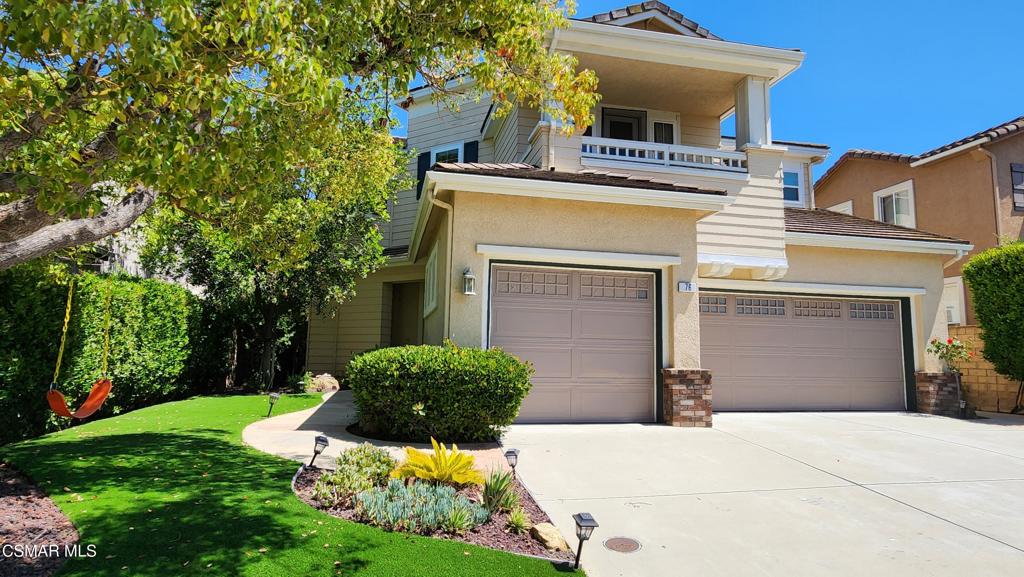 Welcome to this stunning residence located in the heart of the prestigious, gate-guarded community of Long Canyon at Wood Ranch. This beautifully updated home offers a spacious and versatile layout featuring 5 bedrooms and 4 1/2 bathrooms, including a downstairs ensuite--perfect for guests or multigenerational living.Step into the gourmet kitchen, a true chef's dream, complete with quartz countertops, a farmhouse sink, a large center island, and a generous eat-in area ideal for casual dining. The kitchen also features a 5-burner gas cooktop with a sleek stainless steel exhaust hood, a conventional built-in oven, and a built-in microwave oven with convection capability--offering flexibility and efficiency for all your cooking needs.The family room is warm and inviting, with built-in cabinetry, decorative fireplace, large picture windows, and custom electric window shades. A decorative fireplace with a quartz hearth serves as the room's focal point, adding charm and elegance to your everyday living. The home is equipped with double-pane windows throughout, helping to keep the home cool and energy efficient year-round.Retreat to the spacious primary suite, which features a large walk-in closet, a second additional closet, and a spa-like primary bath with dual vanities, a soaking tub, and a separate shower.Upstairs, you'll find a linen closet, a convenient laundry room, and three additional bedrooms--two connected by a Jack & Jill bath, and one with a private bath, sitting area, and its own balcony--perfect for teens, guests, or a private home office.Downstairs also includes a generously sized closet for extra storage, helping keep your living spaces organized and clutter-free.Outside, enjoy the covered patio with ceiling fan, a small garden area, and a 3-car garage with Level 2 EV charger. The home also showcases beautiful wood floors throughout, adding warmth and timeless style to every room.Located in a sought-after gated community, residents enjoy access to 4 pools, 2 fitness centers, 2 clubhouses, and miles of scenic trails. Located near Windmill Park, perfect for weekend picnics, outdoor play, or peaceful strolls.