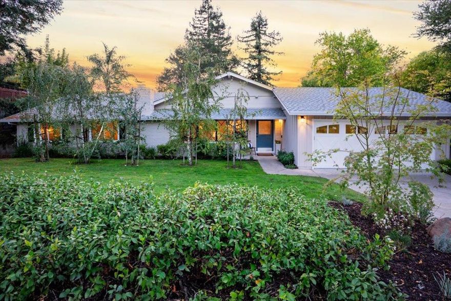 Experience the charm and comfort of this beautifully maintained Ladera home, offering generous living spaces, an open floor plan, and seamless indoor-outdoor flow ideal for gatherings and everyday living. The inviting living room features a wall of windows, a wood-burning fireplace, and wide-plank hardwood floors throughout. The open floor plan of the kitchen, featuring a large center island, dining area, and adjoining family room, is the true heart of this home. A convenient full bath is located near the family room for guests or access from the backyard. En-suite primary bedroom with direct access to the backyard for a peaceful morning coffee or evening relaxation. Three spacious bedrooms share a newly updated bathroom. Enjoy California living in a spacious, level backyard with deck, paver patio, built-in BBQ, and inviting gas firepit. Convenient to the Ladera Recreation Center, school bus stop, local shopping, restaurants, Stanford, and commute routes.