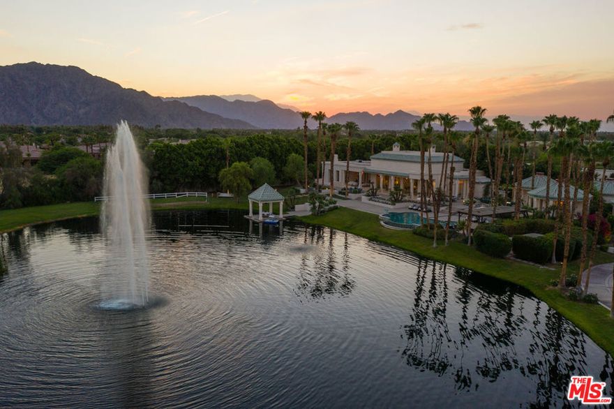 The "Gem of the Desert", set on 40 acres in the heart of La Quinta, surrounded by picturesque mountains and endless views lies the legendary, Merv Griffin Estate.  Trailblazing interior designer Waldo Fernandez masterfully showcases a seamless blend of Moroccan elegance with modern California influences. With a vision imagined by the legendary television entrepreneur Merv Griffin, this is a rare opportunity to own an iconic estate, with multiple residential structures totaling 13 beds and 12 baths.  This expansive property is a true compound, featuring 7 distinct structures, the crown jewel of which is the magnificent 5,409-SF main residence. A majestic mountain backdrop frames the estate, providing panoramic vistas of the surrounding landscape, including the tranquil 2.5 acre lake and sprawling orchard. The property is home to world-class equestrian facilities including a 16-stall barn and thoroughbred horse racing track.  Experience self-sufficiency with a highly productive potable well (water rights owned) that services all water needs across the property.  Located across the street from the prestigious Madison Club and Empire Polo Fields, with close proximity to world class dining and shopping, just two hours from Los Angeles in one of the deserts most prestigious settings.