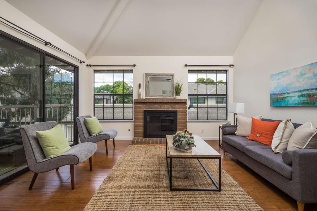 Amazing new price! Updated quiet end unit in the conveniently located Edgewater Isle complex! Located close to H92, H101 and H280 & CalTrain. Within walking distance to Bridgepoint Shopping Center! A private entry to an open light plan. The kitchen features luxurious granite countertops, stylish cabinetry, and newer stainless appliances. Easy care wood floors extend through to the spacious, light-filled living/dining room featuring vaulted ceiling, fireplace, and glass doors leading to an entertainment deck. The floor plan includes 2 beds/1 bath; master bedroom with a walk-in closet and separate vanity. Recent upgrades include new light fixtures, fresh paint, and sleek remodeled bathroom. An interior laundry closet includes a large stacked washer and dryer. Conveniently located single car enclosed garage and storage. The beautifully manicured complex includes duck ponds, swimming pools, and a walking trail that lines the lagoon. Please view the virtual tour at www.1472ViaVista.com!