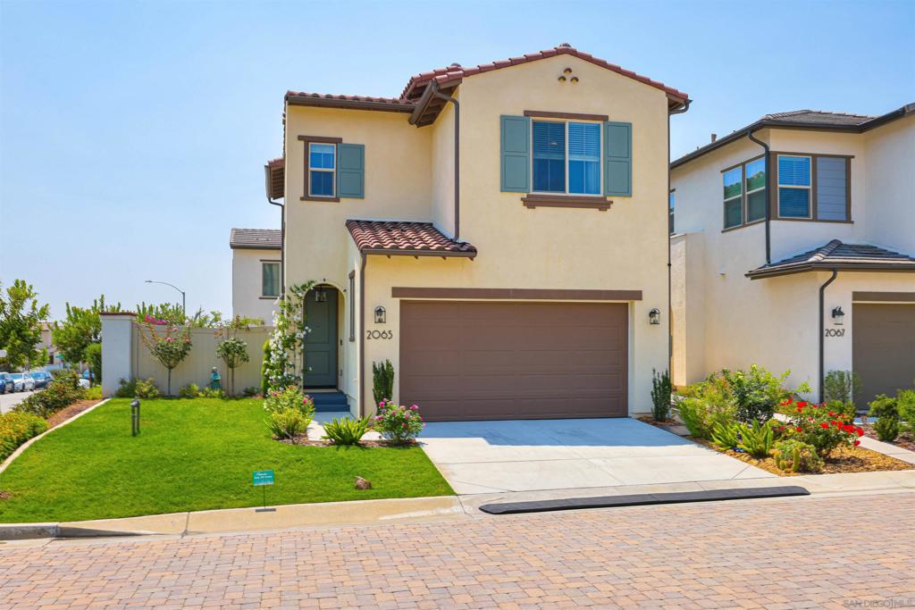 Beautiful 3-bedroom, 2.5-bath Single Family Residence located in the highly desirable community of Canopy Grove. Built in 2021 and meticulously upgraded and maintained. Premium corner lot home, offers an abundance of natural light and a bright, open floor plan with seamless flow between living spaces. The kitchen features stainless steel appliances, spacious kitchen island with seating for four. Plenty of room for cooking and entertaining. Enjoy the benefits of owned solar, keeping energy costs low year-round. The private backyard is perfect for relaxing, gardening, or play. Located in the highly regarded San Marcos school district and just minutes from daily amenities, this home blends comfort, convenience, and efficiency. Enjoy over four miles of trails, parks, pool, spa, clubhouse, gym, dog park, volley ball, basketball, and pickle ball courts. Click the Virtual Tour link to view the 3D walkthrough. Discounted rate options and no lender fee future refinancing may be available for qualified buyers of this home.