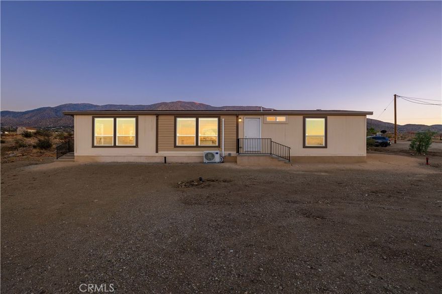 Discover the perfect blend of comfort and wide-open space with this brand-new 3 bedroom, 2 bath home situated on just over 4 acres. Designed with an open-concept floorplan, this home captures sweeping desert views from every window, offering tranquility and natural beauty at every turn. 



Inside, you’ll find wood-look plank flooring throughout the main living areas and plush carpet in the bedrooms for added warmth and comfort. The property also features its own private well, adding to the appeal of self-sufficiency.  



As a bonus, a versatile 12x12 shed has been finished as an ADU, complete with electrical and AC—perfect for home office, or studio space. With neighbors who look out for one another and room to create your own desert retreat, this property is ideal for anyone seeking both privacy and community.



Don’t miss your chance to enjoy modern living on acreage—this one is ready to make your own!