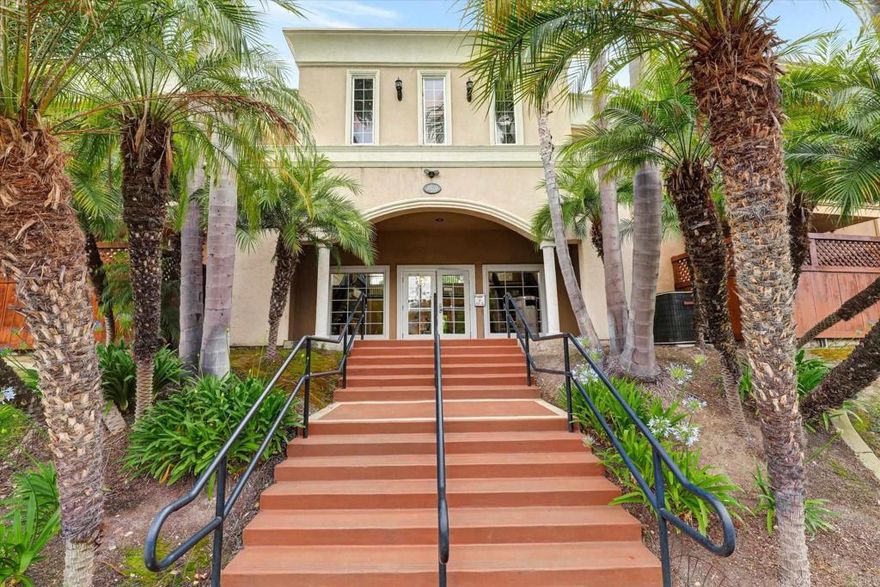 Welcome to the Carriage House.  A spectacular condo community only minutes from SDSU.  Condos in this complex rarely come up for sale.  This beautiful 1 bed/1 bath condo is located on the second story and boasts a beautiful kitchen with granite countertops and stainless-steel appliances.  Good size bedroom with ceiling fan and full closet.  Nice dining and living rooms with French doors leading to your private balcony.  There’s a stackable washer/dryer in the condo along with AC, heat and an assigned parking space.  Entering the Carriage House, you’re greeted by an impressive grand foyer.  Right past the foyer is the inner courtyard where you can take a swim in the sparkling pool, BBQ some steaks on the grill or just sit and enjoy all the green foliage.  There’s a well-equipped weight room to keep you in shape.  There’s also an elevator from the parking lot so getting from your car to your home is a breeze. It’s a pet friendly community so you’ll often see your neighbors walking their dogs around the neighborhood.  The complex has security doors throughout and a security gate to get you into the secure parking lot safely.    Water and trash are even paid for by the HOA.  Come see this beautiful condo and be a part of the Carriage House lifestyle!!
