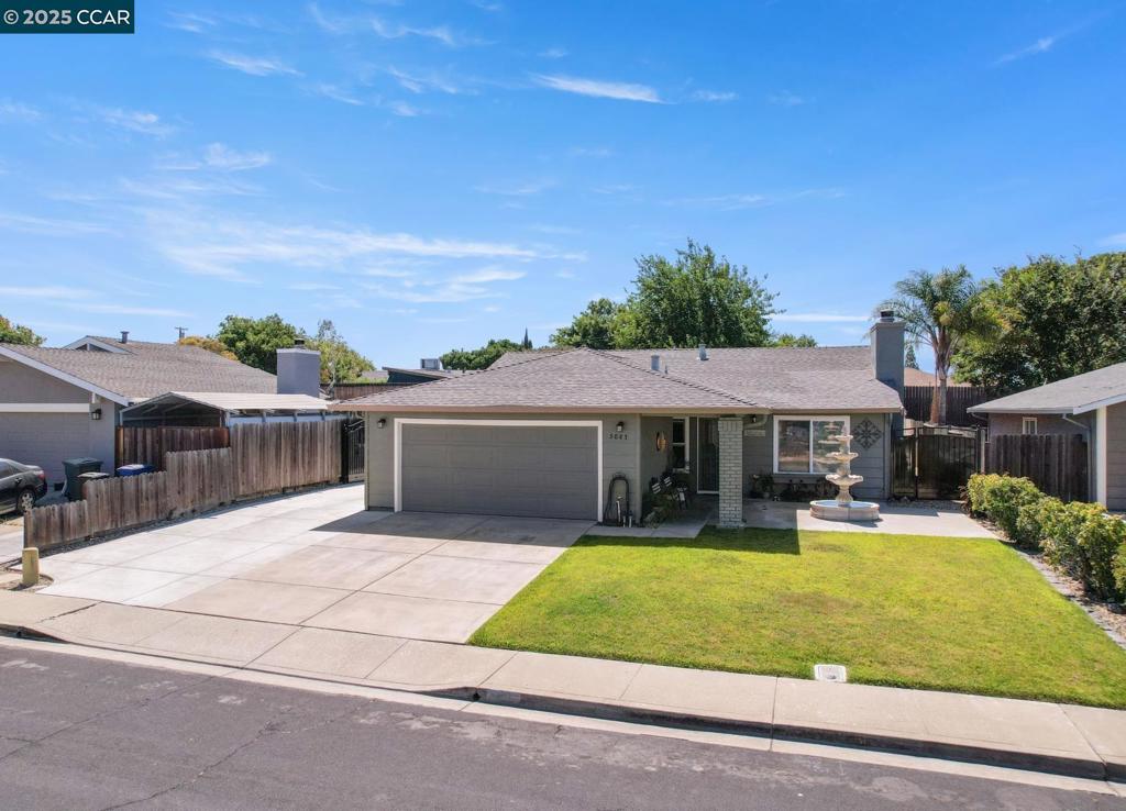 This well-maintained 4-bedroom, 2-bath single-story home in the desirable Walnut Estates neighborhood in Oakley. Nestled on a quiet court, this home offers a comfortable living space with an easy floor plan and a low-maintenance yard perfect for BBQs and RV/boat storage. Inside, the living room features vaulted ceilings, creating an open and airy atmosphere. The kitchen includes granite countertops, ample cabinet space, and a large eat-in dining area, also with vaulted ceilings. Tile flooring runs throughout the main rooms and bathrooms, with cozy carpet in the bedrooms. The primary bedroom includes a private sliding door to the backyard, a bathroom with a shower-over-tub, and a walk-in closet. Nearly every room has ceiling fans, adding to the comfort. The updated backyard features a large covered patio (also with ceiling fans), ideal for entertaining family and friends. The professionally done cement patio work offers ample parking around the side of the 2-car garage and through to the front the driveway, including space for an RV, boat or both! The updated 2-door side gate, recently painted exterior, and front lawn add to the clean curb appeal. Located near the Delta for water activities and easy access to freeways, shopping, and more, this home is an exceptional opportunity.