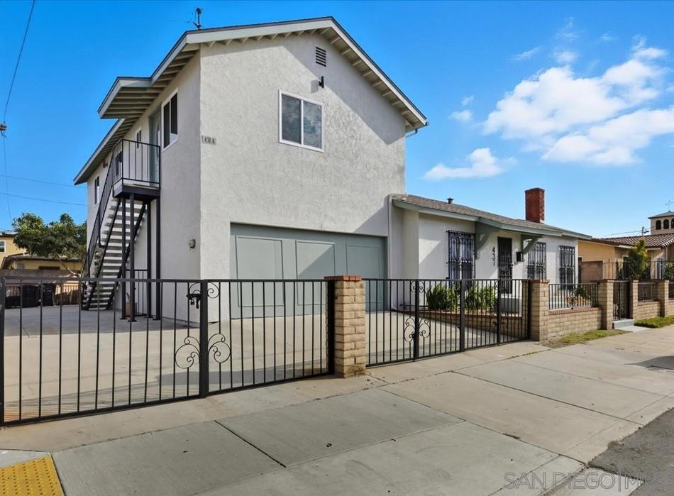 Fully renovated and move-in ready, this versatile property offers the rare flexibility of dual living or turn key rental . The lower unit features a stylish 2BR/1.5BA residence, while the upstairs ls a  3BR/1BA —ideal for multi-gen living, extended family, or rental income. An oversized 600 sq. ft. garage with plumbing offers endless potential, plus a huge covered patio, large private backyard, and ample off-street parking. Double gates off alley provides the ability to pull multiple trucks into fully fenced backyard. Both residences have been thoughtfully updated with renovated kitchens, modern baths, fresh paint, upgraded flooring, and a newer roof. Additional highlights include generous natural light, private entrances for each level, and over 2,000 sq. ft. of flexible living space. Centrally located with easy access to Downtown, schools, shopping, and freeways, 431 Sampson delivers comfort, function, and opportunity all in one.