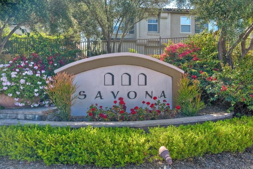 TEXT AGENT for gate code upon arrival. Savona end unit townhome with 3 bedrooms and 2.5 baths. Open floor plan with granite counters and stainless appliances, wood shutters, laminate wood flooring, fireplace and half bath. Large primary suite with walk-in closet. Attached 2 car garage with washer/dryer. Community pool/spa/playground. Pets may be allowed with Landlord approval and pet fee.