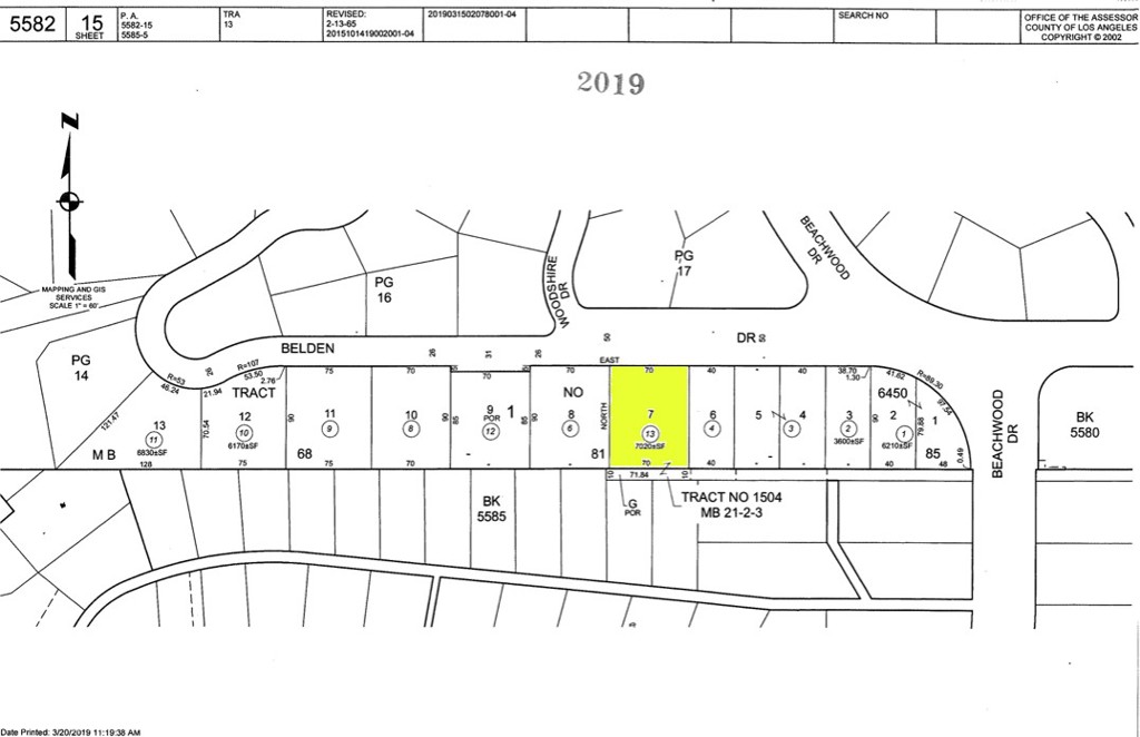 Nestled in the heart of the historic Hollywood Hills, this rare vacant lot on Belden Drive, Los Angeles, CA 90068 (APN: 5582-015-013) offers an exceptional opportunity to own a piece of one of LA’s most iconic neighborhoods. Surrounded by lush canyons and multi-million dollar homes, the parcel is ideally situated just steps from the beloved Beachwood Cafe and the charming Beachwood Village, all beneath the backdrop of the world-famous Hollywood Sign. In 2006, the owner obtained approval for plans to build a three-story home, including geologic and soil studies, site plans, floor plan, permit approval, and a topographic plan—making this a unique offering with prior documentation already in place (contact with the city is recommended). With 7,020 square feet (per Assessor) of potential, this lot places you in one of the most sought-after residential enclaves in Los Angeles. Don’t miss your chance to invest in this coveted corner of the Hollywood Hills! ****Buyer and buyer's agent to verify all information with the city or county for allowable uses and requirements and rely on their own investigations. **Buyer responsible for checking zoning, utilities, permits and exact property boundaries. ****