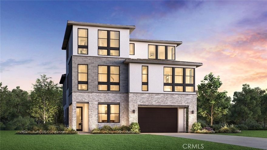 Welcome to Elevate, a luxurious Toll Brothers new community in Great Park Neighborhoods, Irvine, ideally located within walking distance to Cadence Park School (K-8) and Portola High School, and adjacent to the new Great Park Framework with trails, lakes, a museum, and more. Easy access to freeways and shopping. Homesite 35 is a new construction home that is situated on a west facing, 4,814 sq ft lot, and walking distance to all that Great Park neighborhood has to offer including 7 thoughtfully designed parks, 6 resort-style pools, walking and bike trails, and community gardens. This stunning Avelina floorplan features 5 bedrooms, with 5 bathrooms, and is 3,411sq. ft, with a 2-car garage.  Upon entering the home, a bright and welcoming 27' foyer leads to an open-concept great room and kitchen, showcasing extended, smooth white cabinets, upgraded quartz counters and full backsplash. The great room features vaulted ceilings, open concept dining, and entry to your private backyard through a multi-slide stackable glass door, great for entertaining. The second level primary bedroom features luxury vinyl plank flooring, in-suite bathroom with freestanding tub and large glass shower with porcelain tile walls. Highlights of the home include the gourmet kitchen with WOLF appliances, a Sub-Zero refrigerator, and designer-selected finishes throughout. This innovative floor plan design features two stories living plus a 3rd-floor bonus loft with a deck, large bedroom, and full bath—perfect for entertaining or a private retreat. Solar System included- purchased. Homesite 35 will be move-in ready Winter 2025 allowing buyers limited time to select all flooring.  Interior Photos provided are of the model home.
