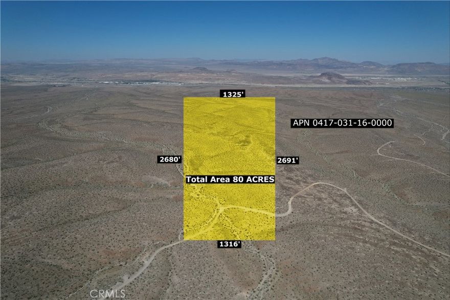 GORGEOUS VIEWS! Here is your chance to own some large, beautiful property away from the city! This is 80 acres of undisturbed, peaceful and serene land with views looking down at the beautiful valley. This land is very private and is a 15 minute drive from the 40 freeway. Located on the outskirts of Barstow. This is great investment opportunity PRICED TO SELL. The proposed plan from Brightline to build a railway from southern California to Las Vegas is in progress and this makes this area highly desirable! Design your custom ranch style home here for everlasting views away from the city! Make this your next investment today!