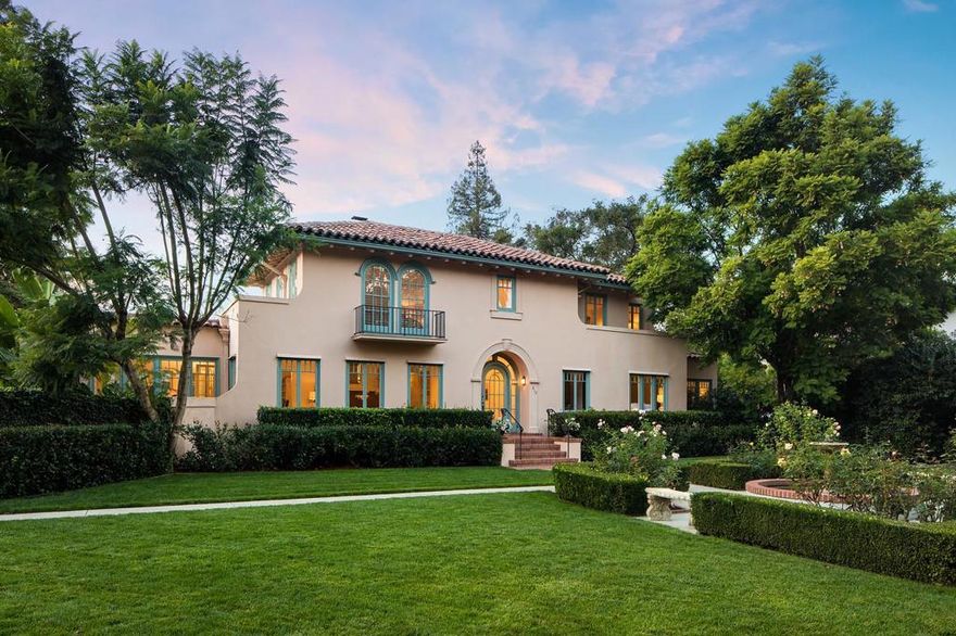 Prime location in Old Palo Alto-premium street surrounded by estate properties. Signature home with fine craftsmanship reminiscent of early California architecture contributing to the history of Palo Alto. The main residence consists of 6 generous bedrooms, plus dedicated office and sun room, 4.5 baths, formal living and dining rooms, family room, service area and a guest cottage. Expansive, private manicured gardens, sparkling pool, vast lawns, well-defined vegetable garden and pergola-covered terraces. Approximately 3/4 acre notably one of the largest lots in all of Old Palo-32,500 square feet comprised of two parcels with separate APN numbers. Within close proximity to downtown, Stanford University, Sand Hill Road venture companies, easy access to HWY 101, Excellent Palo Alto Schools. Rare offering in a prime location.