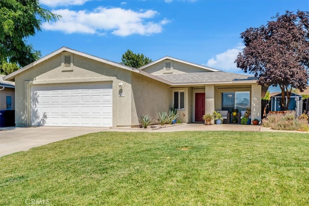 Move-in ready and Recently Remodeled. This 3-bedroom, 2-bath home includes a large bonus office that can be easily transformed into a 4th bedroom along with a finished 2-car garage. Enjoy an open floor plan with new vinyl plank flooring, updated baseboards, newer shutters, and a recently renovated kitchen with floor to ceiling cabinets, appliances, and bar seating. The spacious primary suite features an updated en-suite bath and private access to the backyard. Both guest bedrooms share a recently remodeled full bath. The versatile office is conveniently located near the main living area. Outside, a large patio and retaining wall offer a blank slate for your backyard vision. Situated across from the riverbed, offering added privacy, cool breeze and charm. This Property has an assumable VA Loan, with low interest.