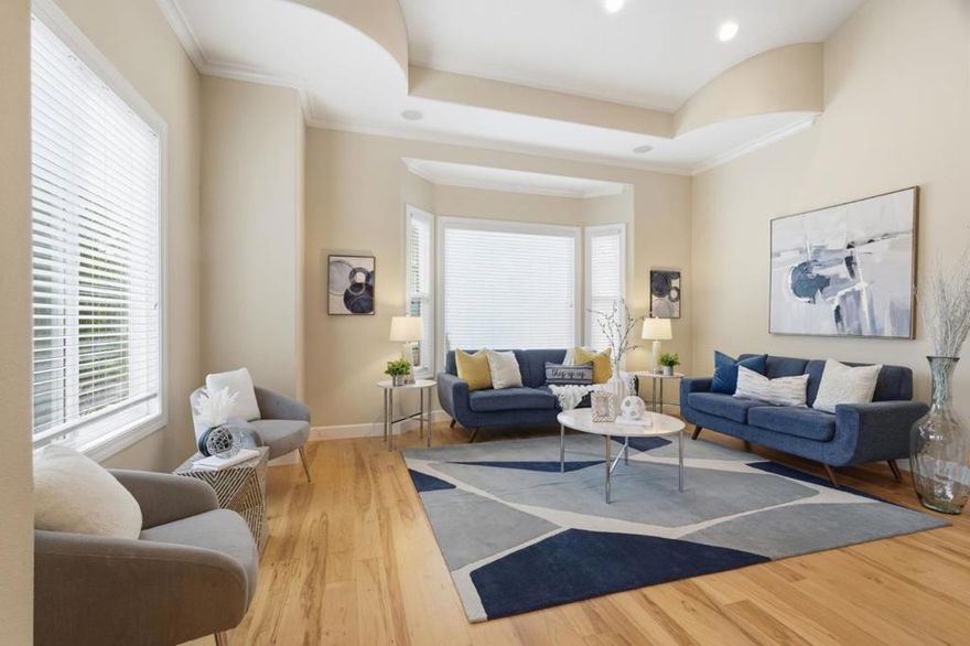 Step into this stunning 4-bedroom (all upstairs), 2.5-bath former model home where elegance meets everyday comfort. From the graceful iron staircase to the coffered ceilings and crown molding, every detail reflects thoughtful design. The open, light-filled layout invites connection, cook in your gourmet kitchen while friends gather nearby, or unwind by the cozy gas fireplace in the family room, with a central sound system amplifier, sound bar, and TV. The spacious primary suite offers a serene retreat, perfect for quiet mornings or peaceful nights. Enjoy a spacious primary ensuite bath with a luxurious soak in the bath, separate shower, and two-sink vanity!  HVAC: Separate heating/cooling zones for upstairs and downstairs, 240 amp plug for car charging in the garage. PG&E plus solar panels and a backup battery in the garage.  Outside, enjoy a gorgeous low-maintenance yard with old-world style pavers, blooming flowering bushes, and new trees, ideal for BBQs or evening relaxation. Located in a quiet cul-de-sac with only 11 homes. Pride of ownership shows within the community. No HOA dues, a superb Cambrian location near top schools, restaurants, shopping, and Hwy 85, this home offers the best of luxury living and community charm. Open Saturday and Sunday 1-4pm.