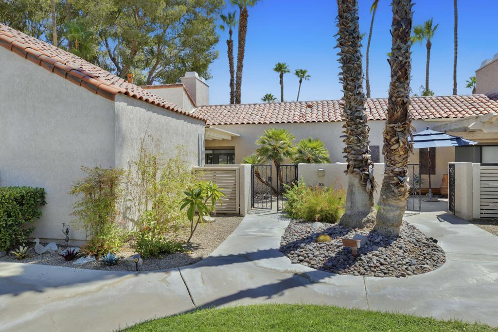 Great location in prestigious Mission Hills Country Club, August to Dec 30: $2950 per month plus $150 utility cap with a 2 month minimum. Jan, Mar and April 2026: $5200 per month. for 3 months or $5500 per month for 2 months. Two Bedroom and Two Bath Tennis Villa just steps to the pool and spa, and lovely mountain views. Fireplace in Living Room and Primary Bedroom. Cathedral ceilings in Living room, and Bedrooms. Wet Bar in Living Room. Primary Bedroom has dual vanities in separate part of the bathroom and also separate closets, plus a shower and a tub. Use of the Fitness Center, Sports Courts and Dining require a separate membership.