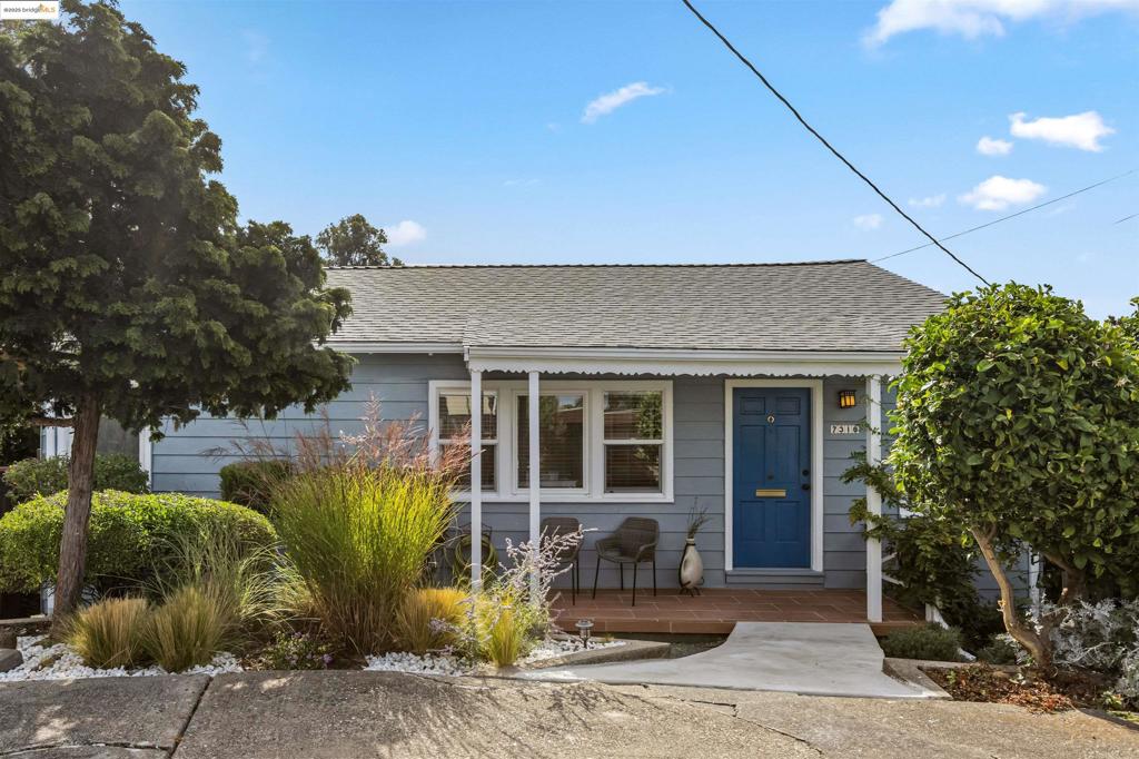 Tucked away in the lush, tree-covered El Cerrito hills & just minutes from the heart of the city, is a serene home that offers the perfect blend of urban convenience with nature-filled living. Surrounded by natural rock formations, mature trees, vibrant greenery, and a stream! The huge lot offers the peak-a-boo Bay and Bridge views & a private retreat that feels worlds away from the hustle & bustle—yet very close the Del Norte BART station, Fred Korematsu Middle School & Castro Park. Just a hop to shops, restaurants, & cultural hotspots. Along with being on a cul-de-sac this special home has no steps to the covered front porch entry. All on one level, there are 3 bedrooms & a lovely updated bath. Full of natural light, & featuring recently refinished gleaming Oak Hardwood floors, the spacious floor plan brings in the outdoors, and highlights the stunning hillside and tree views. PLUS, there's a totally unfinished storage area under the house that would be an excellent expansion opportunity! Sip your morning coffee while enjoying views from the breakfast bar or the elevated fresh air deck. Think of working from home with birdsong in the background, then enjoying sunset walks along nearby trails. This home offers a rare lifestyle—where city energy meets natural tranquility.