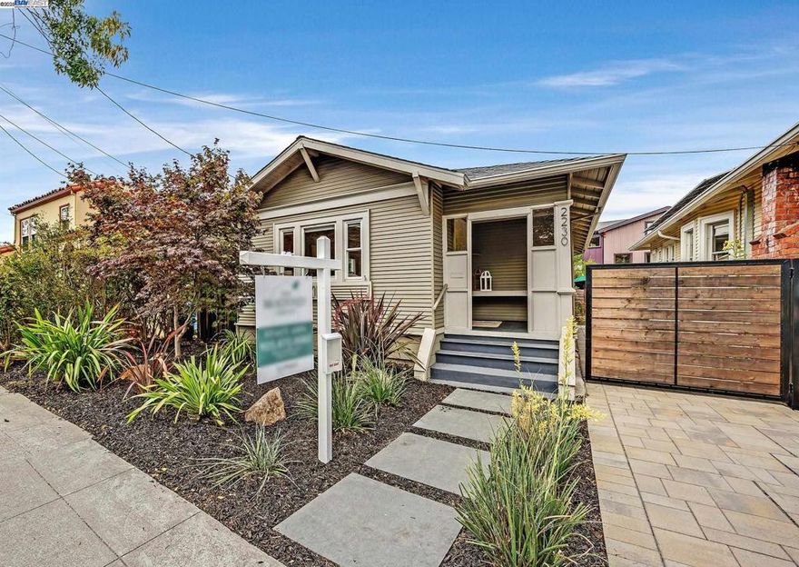 TRANSPARENT PRICING!! Come check out this charming Berkeley bungalow in the highly sought after Poets Corner, where classic Craftsman details meet thoughtful modern updates. Original hardwood floors and built in cabinetry add warmth and character, creating an inviting flow from the living room to the formal dining area. The updated kitchen opens to the laundry area and a flexible rear room, ideal for a home office, art studio, or quiet reading retreat.  Outside, enjoy your private landscaped sanctuary with a pergola, lawn, and patio, plus a detached backyard room offering extra space for guests, work, and/or storage.  Additional upgrades include a partially renovated bathroom, new kitchen and bath ventilation systems, a foundation retrofit, Nest thermostat, and a tankless water heater. Street parking is easy, making daily life even more convenient. Everything you need is within walking distance, including BART, Hidden Café, local shops, restaurants, parks, and top rated schools. You won't want to miss this!