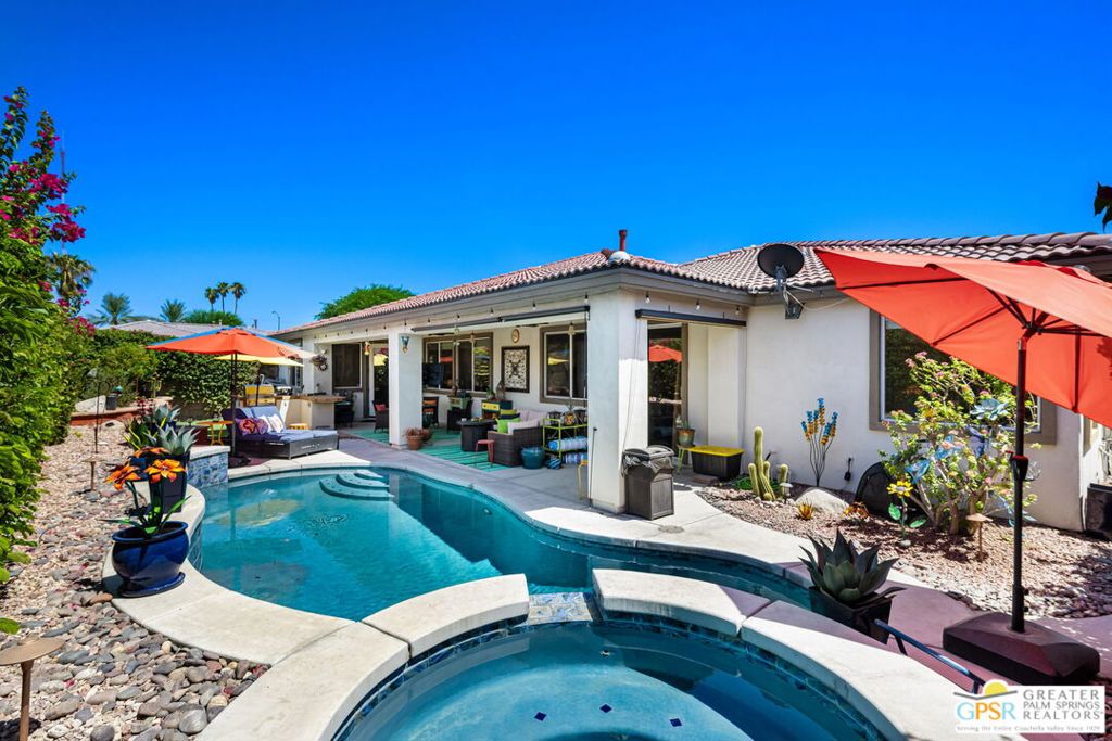 A Rare Opportunity Awaits at 82954 Generations Dr! Discover your own private sanctuary in the prestigious, gated Generations community, where peace of mind comes with LOW HOA DUES and NO MELLO ROOS! Perfectly situated on a coveted south-facing corner lot, this exceptional four-bedroom, three-bath home seamlessly blends open-concept living with well-designed private retreats. From the moment you step inside, you'll notice the thoughtful upgrades and meticulous attention to detail throughout. The expansive floor plan offers ideal flexibility for both relaxing and entertaining, while the stylish kitchen, refreshed in 2025, boasts elegant soft-close cabinets to inspire your inner chef. Luxurious touches abound: remote-controlled ceiling fans ("fan-deliers"), plush new carpeting with premium Nike padding, and durable luxury vinyl flooring combine comfort with modern flair. The resort-style backyard is a true oasis, featuring a sparkling pool with new color plaster and tile (2021), surrounded by mature landscaping for ultimate privacy. Enjoy peace of mind with newly replaced pool equipment (2024) and updated AC units (2023, 2024) to keep you comfortable year-round. Custom shutters in the foyer, dining, and kitchen areas add sophistication and unity, beautifully complementing any decor style. Smart home features, including an app-controlled garage door, sprinkler system, and gated entry, provide convenience and security at your fingertips. This special home truly stands out and must be seen to be fully appreciated. Schedule your private tour today and experience why 82954 Generations Dr is truly one-of-a-kind! MAKE SURE AND WATCH THE VIRTUAL TOUR! Also, Look at the upgrades and furnishings included in the sale under the Docs link above. Seller is deemed reliable and trustworthy, but Equity Union and sellers agent do not guarantee the accuracy of square footage, lot size or other information concerning the condition or features of the property provided by the seller or obtained from public records or other sources. The buyer is advised to independently verify all information through personal and professional inspections. Buyer to verify during the due diligence phase..