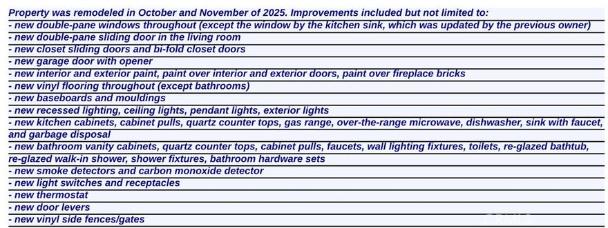 Newly and beautifully remodeled single-story house on a quiet cul-de-sac in East Colton Heights. Includes 3 bedrooms, 2 baths, attached 2-car garage, and over 12,000 sq ft lot! Contemporary and move-in ready! Living room features vaulted ceiling, gas fireplace, and access to the backyard. Kitchen highlights new shaker cabinets, quartz counter tops, stainless steel appliances, and recessed lighting. The primary suite has 3 closets and access to the backyard. Additional improvements include double-pane windows, vinyl plank flooring, fresh interior and exterior paint, bathroom vanities, LED lighting fixtures, and so much more! Spacious lot makes for great backyard entertainment and offers potential for an ADU, sparkling pool, or home garden, etc. Conveniently located near dining, entertainment, shops, and Highways I-215 and I-10.