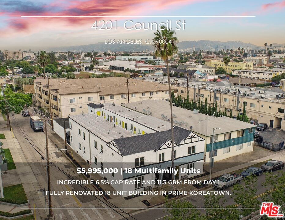 Huge 400k Price Reduction! 100% Fully Renovated 18-unit apartment building with permits cash flowing at an amazing 6.5% Cap Rate and 11.3 GRM from day 1! Most of the units have already been leased at full market rents for +$2,400 per month providing an incredible cash flow. The offering provides investors with a unique opportunity to purchase a premium asset that was completely vacated and renovated. 201 N Normandie Avenue was built in 1923 and boasts 16 stylish apartment homes renovated in 2023 as well as 2 brand-new detached ADUs built in 2024. Ownership has conducted a complete property restoration with permits. It features an attractive unit composition of eighteen (18) spacious and well-designed One-Bedroom | One-Bathroom units. In all, 201 North Normandie Avenue features ~8,677 square feet of improvements on a collective ~7,700 square feet of land, zoned LAR3. The property is separately metered for gas and electrical utilities to further reduce operating costs. The property has seen a complete restoration, down to every inch. Overall systems were overhauled with a new roof, plumbing, and electrical systems were updated within the last couple of years with a new panel and wiring. Also, there are updated HVAC systems and new windows in each unit. When approaching the property, tenants are invited with a unique and inviting color scheme featuring a fresh paint job and stylish landscaping. The units have undergone gut-level updating with new wood flooring, updated lighting fixtures, and brand-new kitchen and bathrooms. In the kitchen, there are new cabinets, modern countertops, and new water heaters. The bathrooms boast new vanities and modern fixtures along with sleek shower stalls. The location is in the heavily sought-after Koreatown and Wilshire Center sub-markets. 201 N Normandie Avenue is poised to capitalize on the tremendous momentum in the immediate area and neighboring Hollywood and Downtown. The subject property's transit-oriented and highly walkable location offers residents access to a myriad of entertainment venues, cultural destinations, and dining options nearby. Given the property's location and strong income metrics, 201 N Normandie Avenue is an ideal investment for investors seeking immediate returns along with long-term wealth preservation and appreciation.