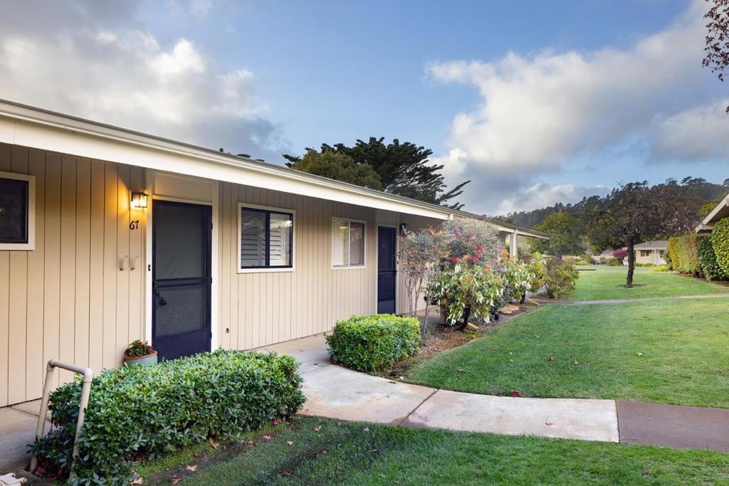 Welcome to Hacienda Carmel, the community you have been waiting for. Step inside this freshly painted, adorable studio that is equipped with everything you may need. Starting with a large enclosed outdoor patio with trellis for those warm summer days. Inside the home you are welcomed by the light and bright kitchen with tumbled limestone countertops, stainless appliances, and a skylight. Continue and discover wood flooring, living room with skylight with access to the patio, and a new walk-in top of the line tub/shower with jets! Enjoy a storage unit as well as shared community amenities such as a pool, organic garden, community dining area, gym facilities, exercise classes, hair salon, organized activities and much more. All this set close to the Casa Central and the dog park with picturesque hiking and walking trails. Located a short drive to restaurants, golf, shopping, the beach and all the Monterey Peninsula has to offer. So come by and see why Hacienda Carmel with its well-equipped 55+ community, is exactly what you have been looking for.