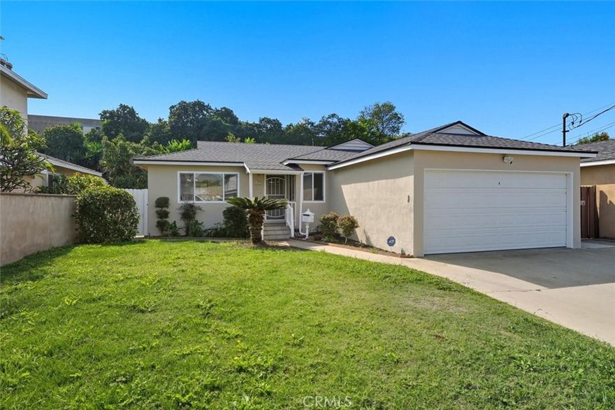 Stunning Move-in Ready Home in the Desirable South Gardena Neighborhood! This charming residence features three bedrooms, one bathroom, and 1,065 square feet of living space. The property boasts new interior paint, new carpet, and a new roof installed in 2023, alongside numerous upgrades throughout! The spacious and bright living room is enhanced by upgraded windows and new recessed lighting, creating a welcoming ambiance. The updated kitchen is equipped with white cabinets and a stainless gas range, and it includes an eat-in area with a dining space that overlooks the lush backyard. The convenient laundry room comes with a side-by-side washer and dryer and storage. For comfortable climate control, the home offers central heating with a smart Nest thermostat. Each of the three generously sized bedrooms includes great closet storage. Additional storage is provided by linen cabinets and a storage closet in the hallway. The full bathroom features a fully tiled shower, a vanity with a granite countertop, and a new toilet. In the large backyard, you'll find a mature persimmon tree and a covered patio, perfect for relaxing and entertaining. There's also great potential for an ADU or expansion on this over 5,200 Sq.Ft Lot! The attached two-car garage includes an upgraded 200AMP electrical panel. This prime location offers easy access to the 405 and 110 freeways and is just a five-minute drive to Sam’s Club, Tokyo Central Market, and 99 Ranch Market. Enjoy excellent local dining options at The Enclave, The Local Place, and more!