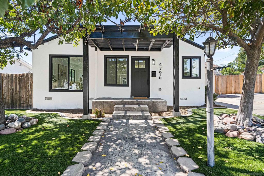 Discover this freshly renovated 3-bedroom, 2-bathroom corner-lot gem nestled in La Mesa. Spanning approximately 1,108 sq ft, the home blends timeless charm with modern updates. The open-concept living and dining area boasts stunning bamboo flooring and designer-quality paint finishes. Both bedrooms open through elegant French doors to a large, lush backyard—ideal for indoor-outdoor living, entertaining, or simply unwinding. Outdoors, enjoy a stamped-concrete patio, spacious green lawn, and mature citrus trees, all with plenty of room for RV parking. Updated for comfort and efficiency, the home includes central air and heat systems. Situated on a generous ~9,600 sq ft lot, this turnkey residence perfectly balances convenience and style in a vibrant neighborhood. The main house is fully permitted, and plans for the ADU in the backyard are available. The main house is fully permitted, and plans for the ADU in the backyard are available.