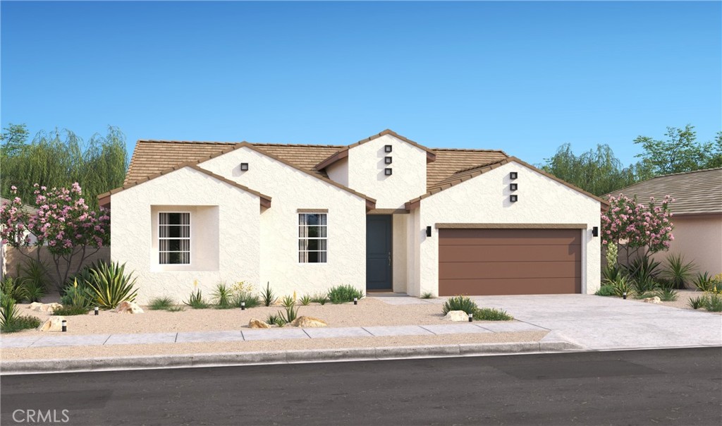 Discover Joshua Landing, a vibrant Palmdale community surrounded by natural beauty and endless outdoor recreation. The thoughtfully designed Adriatic plan offers 3 bedrooms, 2 baths, and a versatile home office, making it ideal for modern living. Styled with our Elements-inspired interior selections, the gourmet kitchen shines with crisp White cabinetry, durable Caledonia granite countertops, and a spacious island perfect for casual dining or entertaining. The open-concept design flows effortlessly into the expansive great room, where soaring vaulted ceilings and abundant natural light create an inviting space to gather with family and friends. Retreat to the luxurious primary suite, featuring a spa-like bath with a freestanding vanity, deep soaking tub, and designer tile accents. Additional highlights include luxury vinyl plank flooring in main living areas, plush carpet in the bedrooms, and stylish tile in the baths. This move-in ready home blends comfort, style, and functionality; don’t miss your opportunity to make it yours! **Price subject to change.