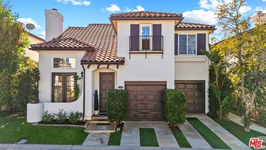 Welcome to your new home in Valencia Northpark! This inviting 3-bedroom, 2.5-bath Mediterranean-style home offers an open floor plan, soaring ceilings, and mountain views. Step inside to an open family room with high ceilings, elegant pecan wood flooring, and a cozy gas fireplace. The kitchen boasts newer appliances, ample cabinet space, and a seamless flow into the dining and living areas. Upstairs, the spacious primary suite offers a peaceful retreat with a walk-in closet and an en suite bathroom, complete with a soaking tub and dual vanities. Two additional bedrooms share a full bath down the hall. Enjoy your own private backyard with fresh landscaping, offering plenty of room to entertain or relax under the California sun. Residents of the community enjoy access to three swimming pools, tennis and basketball courts, and recreation areas, all while maintaining low HOA dues. With excellent schools, shopping, and gyms nearby, this is the perfect place to call home!