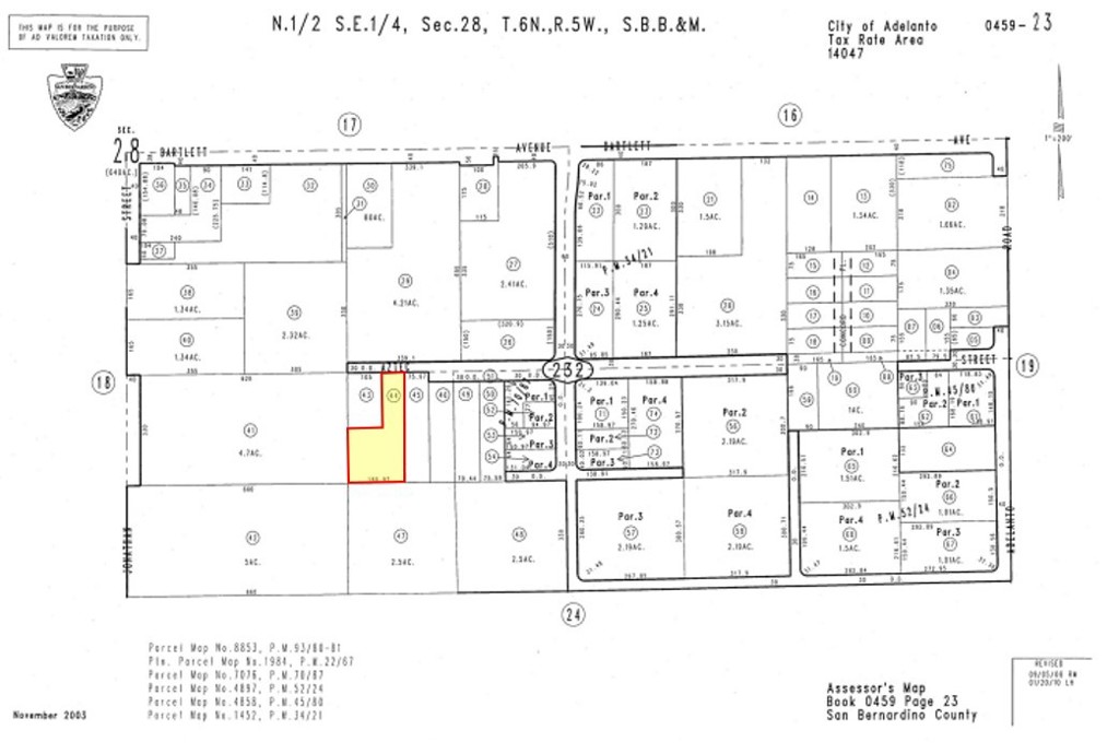 ±1 acre of unimproved industrial land for sale on Aztec Ln in Adelanto; APN: 0459-232-44. These lots are zoned Business Park (BP) and permit for development that may be related and supportive of SCLA along with synergistic uses like research and design, medical and professional offices, schools/studios for professional and business advancement, and health and fitness facilities, and consideration given to warehousing/manufacturing uses. This location is also within a Qualified Opportunity Zone and eligible for potential tax benefits. Water, sewer, and power are all at site. This location is in proximity to support the Southern California Logistics Airport, whose tenant roster includes Amazon, Boeing, GE Aviation, Kuerig Dr. Pepper, M&M/Mars, Newell Rubbermaid, and more. Less than one-half mile to Highway 395, 12 miles to Interstate 15, and 70 miles to the Ports of Los Angeles. This site is also approximately 25 miles from BNSF’s future Barstow International Gateway (BIG), a state-of-the-art intermodal facility spanning 4,500-acres designed to revolutionize international logistics and distribution regionally and domestically. Buyer to verify all information contained herein. Agent and their representatives are not responsible for the accuracy of these claims.
