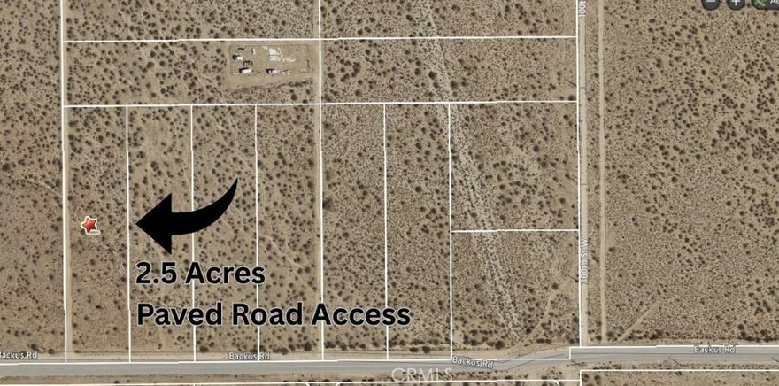 2.5 Acres in the Rosamond Area! A great opportunity to own a large piece of land to build your own private and secluded home with convenient access off the PAVED ROAD of Backus Rd (See maps, in between Willow Springs Rd and 105th St W). Property is part of a Trust Sale and acting seller has little to no knowledge of the property. Buyer to verify and complete their own due diligence in regards to utilities, zoning, mapping and exact location. ***SELLER IS ALSO SELLING MULTIPLE LOTS- INQUIRE*** Can combine and sell lots together if desired.